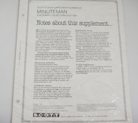 Scott 1991 Minuteman Stamp Supplement 23