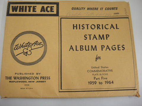 White Ace 1959-1964 Commemorative Plate Blocks Supplement Part 5 United States NOS
