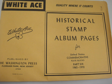 White Ace 1965-1970 Commemorative Plate Blocks Supplement Part 6 United States NOS