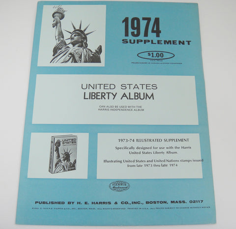 Harris Liberty Album Supplement United States and U.N. Stamps 1974 X108J NOS