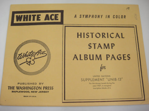White Ace 1967 Inscription Blocks of 4 Album Supplement United Nations UNIB-13