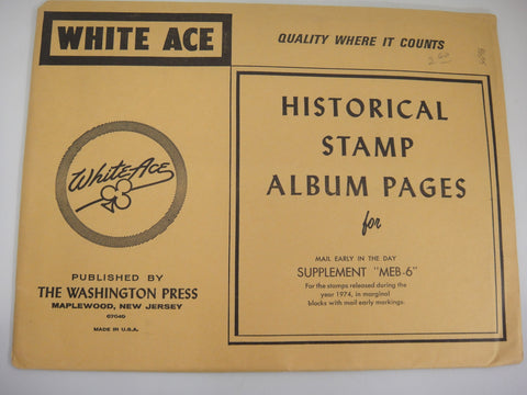 White Ace 1974 Mail Early Marginal Blocks Supplement United States MEB-6