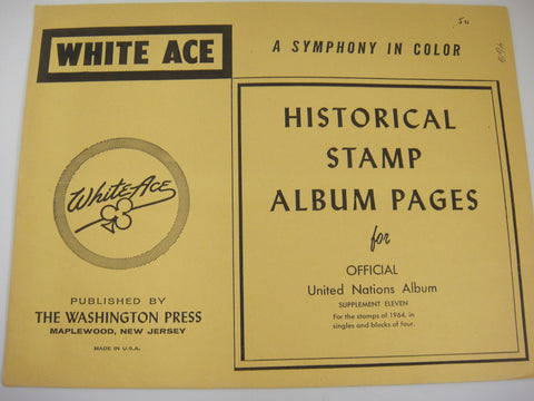 White Ace 1964 Official United Nations Supplement 11 for Singles and Blocks of 4 NOS