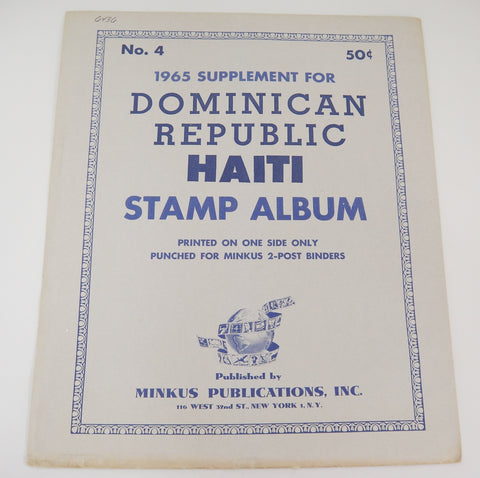Minkus 1965 Dominican Republic Haiti Stamp Album Supplement No. 4 New Old Stock