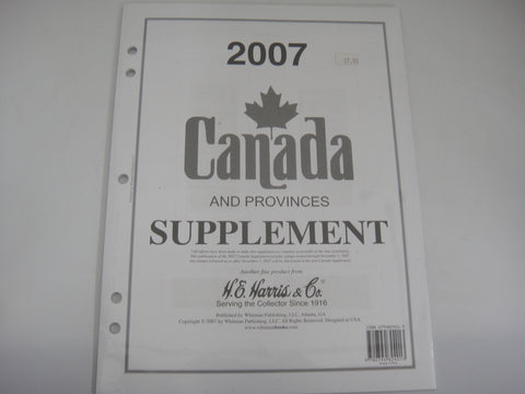 Harris 2007 Canada & Provinces Stamp Album Supplement