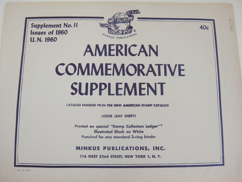 Minkus 1960 American Commemorative Supplement and U.N. Issues #11 New Old Stock