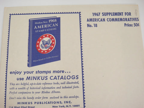 Minkus 1967 American Commemorative Supplement and U.N. Issues #18 New Old Stock