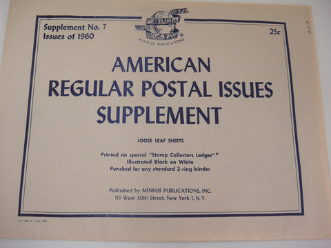 Minkus 1960 American Regular Postal Issues Supplement #7 New Old Stock