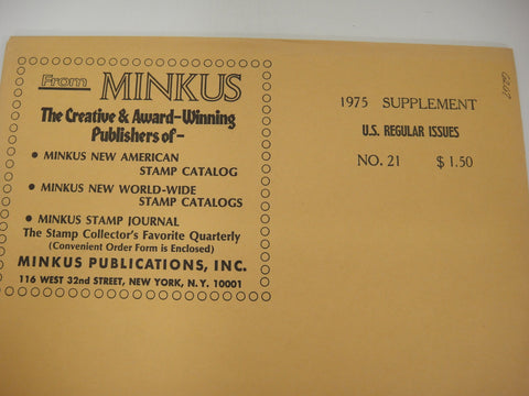Minkus 1975 American Regular Postal Issues Supplement #21 New Old Stock