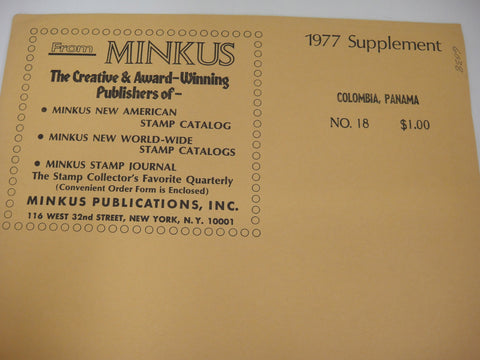 Minkus 1977 Colombia Panama Stamp Album Supplement No. 18