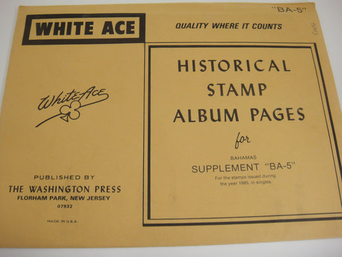 White Ace 1985 Bahamas Singles Stamp Supplement BA-5 NOS