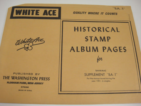 White Ace 1981 Bahamas Singles Stamp Supplement BA-1 NOS
