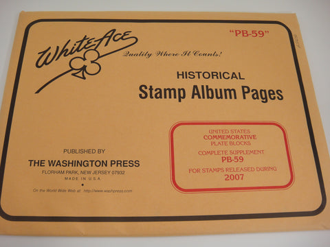 White Ace 2007 United States Commemorative Plate Blocks Supplement Complete PB-59