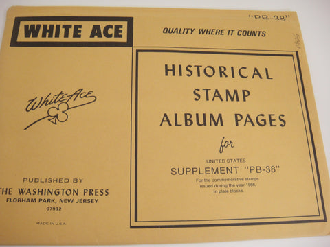 White Ace 1986 United States Commemorative Plate Blocks Complete Supplement PB-38