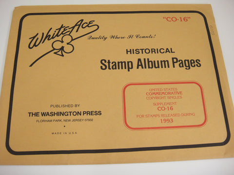 White Ace 1993 US Commemorative Copyright Singles Supplement CO-16 NOS