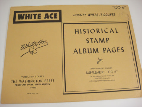 White Ace 1983 US Commemorative Copyright Singles Supplement CO-6 NOS