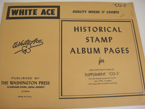 White Ace 1982 US Commemorative Copyright Singles Supplement CO-5 NOS