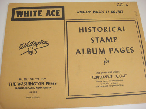 White Ace 1981 US Commemorative Copyright Singles Supplement CO-4 NOS