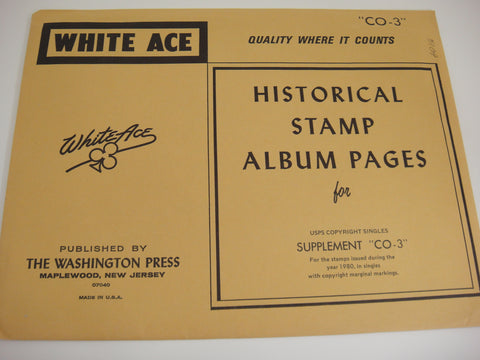 White Ace 1980 US Commemorative Copyright Singles Supplement CO-3 NOS