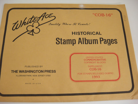 White Ace 1993 Commemorative Copyright Blocks Supplement COB-16 NOS