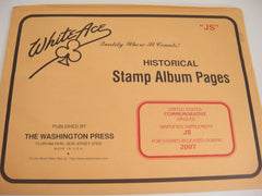 White Ace 2007 US Commemorative Singles Stamp Supplement Simplified JS NOS