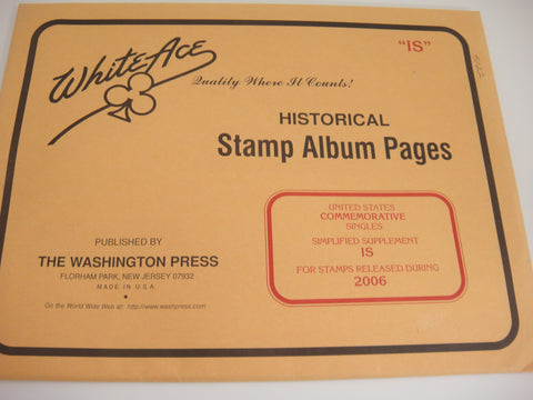 White Ace 2006 US Commemorative Singles Stamp Supplement Simplified IS NOS