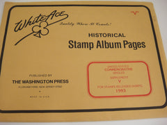 White Ace 1993 US Commemorative Singles Stamp Supplement V NOS
