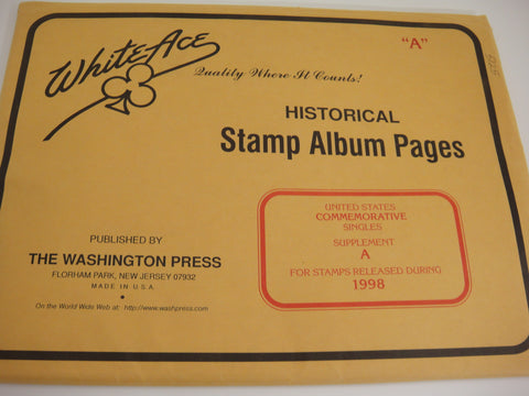 White Ace 1998 US Commemorative Singles Stamp Supplement A NOS