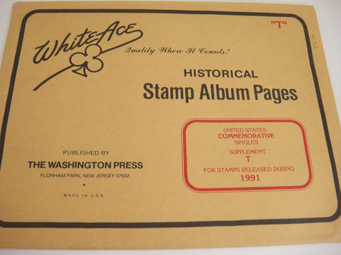 White Ace 1991 US Commemorative Singles Stamp Supplement T NOS
