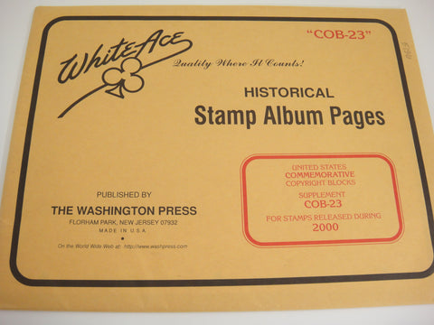 White Ace 2000 Commemorative Copyright Blocks Supplement COB-23 NOS