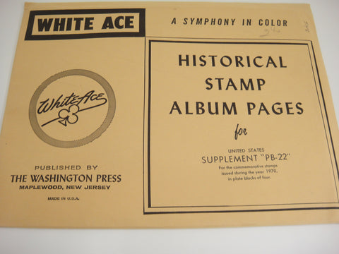 White Ace 1970 US Commemorative Plate Blocks of 4 Complete Supplement PB-22