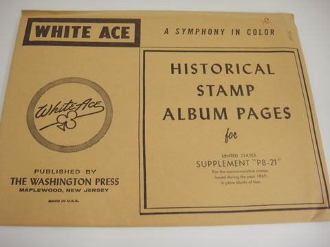 White Ace 1969 US Commemorative Plate Blocks of 4 Complete Supplement PB-21
