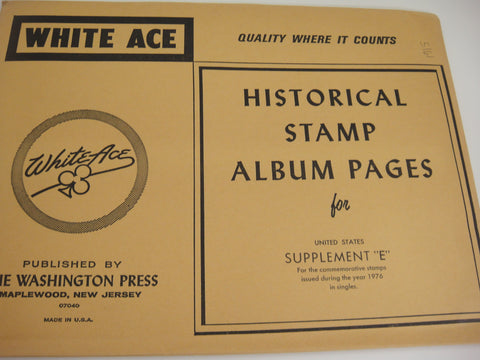 White Ace 1976 United States Commemorative Singles Stamp Supplement E NOS