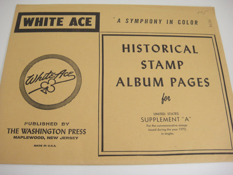 White Ace 1972 United States Commemorative Singles Stamp Supplement A NOS
