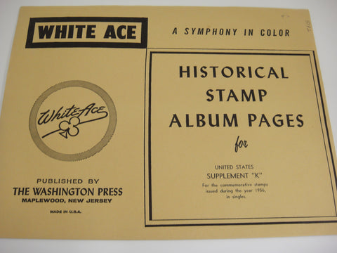 White Ace 1956 United States Commemorative Singles Stamp Supplement K NOS