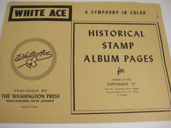 White Ace 1952 United States Commemorative Singles Stamp Supplement G NOS