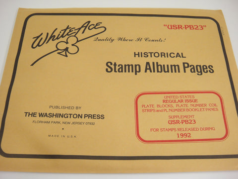 White Ace 1992 US Regular Issue Plate Blocks Coil Strips Booklet Panes Supplement USR-PB23 (Copy)