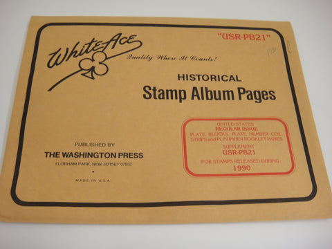 White Ace 1990 US Regular Issue Plate Blocks Number Coil Strips Booklet Panes Supplement USR-PB21(Copy)