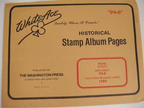 White Ace 1989 Palau Stamp Singles Supplement PA-6  NOS