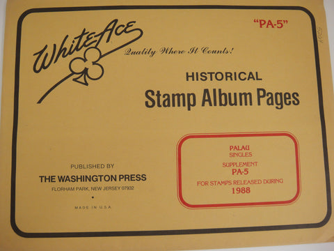 White Ace 1988 Palau Stamp Singles Supplement PA-5  NOS