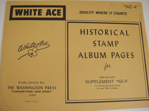 White Ace 1985 New Zealand Singles Stamp Album Supplement NZ-4 NOS
