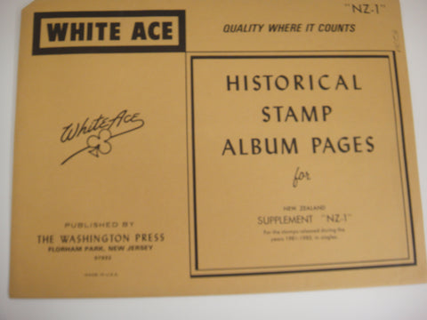 White Ace 1981-1982 New Zealand Singles Stamp Album Supplement NZ-1 NOS