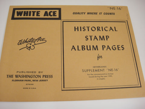 White Ace 1982 Netherlands Stamp Singles Album Supplement NE-16 NOS