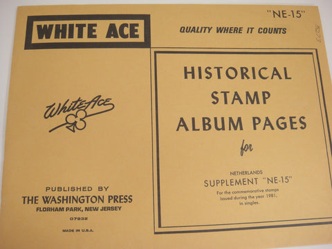 White Ace 1981 Netherlands Stamp Singles Album Supplement NE-15 NOS