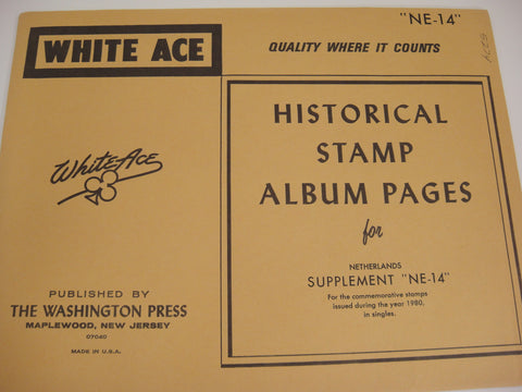 White Ace 1980 Netherlands Stamp Singles Album Supplement NE-14 NOS