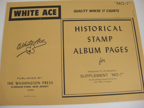 White Ace 1985 Monaco Singles Stamp Album Supplement MO-7 NOS