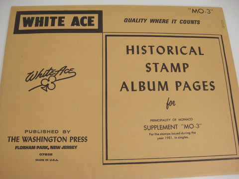 White Ace 1981 Monaco Singles Stamp Album Supplement MO-3 NOS