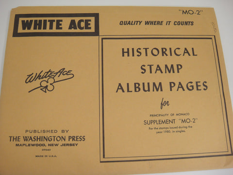 White Ace 1980 Monaco Singles Stamp Album Supplement MO-2 NOS
