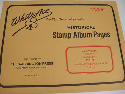 White Ace 1993 Micronesia Stamp Singles Album Supplement MIC-9 NOS