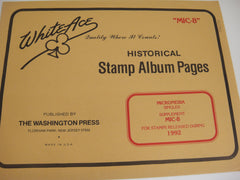 White Ace 1992 Micronesia Stamp Singles Album Supplement MIC-8 NOS